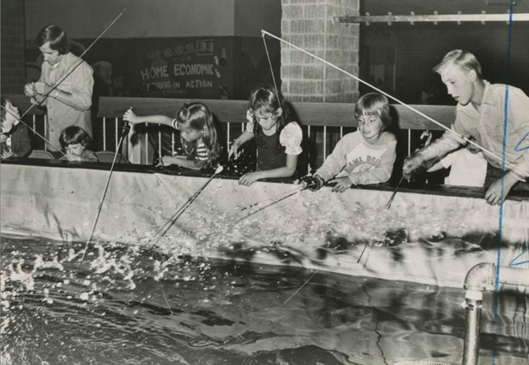 Fishing At The Staten Island Mall With A Large Tank Stocked With Fish, 1970S