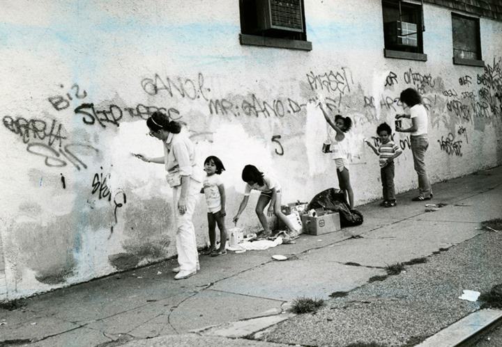 Stapleton Artists Painting Over Graffiti At Scott'S Little Acre, Staten Island, August 6, 1985.