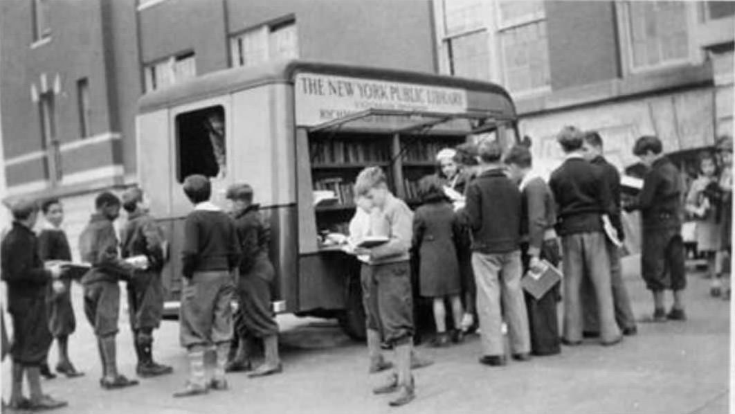 The Book Mobile In The Courtyard Of Ps 22, 1930S.
