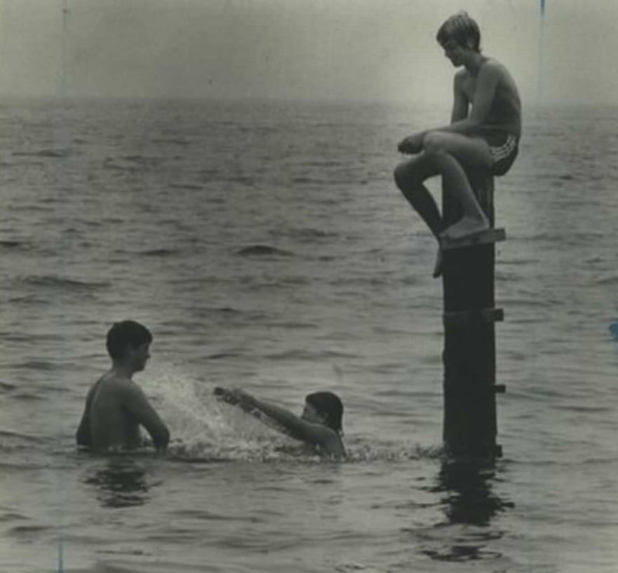 Youngsters Enjoying The Water At New Dorp Beach Despite Gray Skies, 1985.