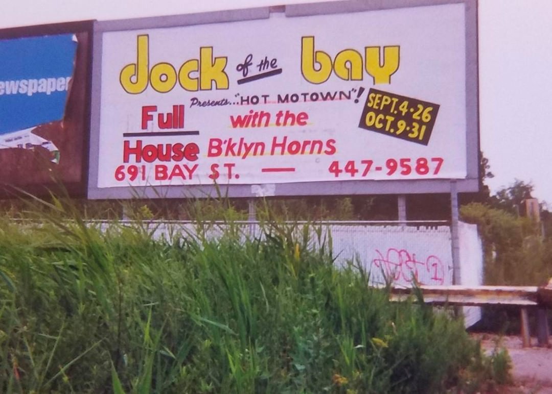 Old &Amp;Quot;Dock Of The Bay&Amp;Quot; Bar Billboard From The 1990S; Located In Historic Edgewater Hall, Known By Various Names, 1990S.