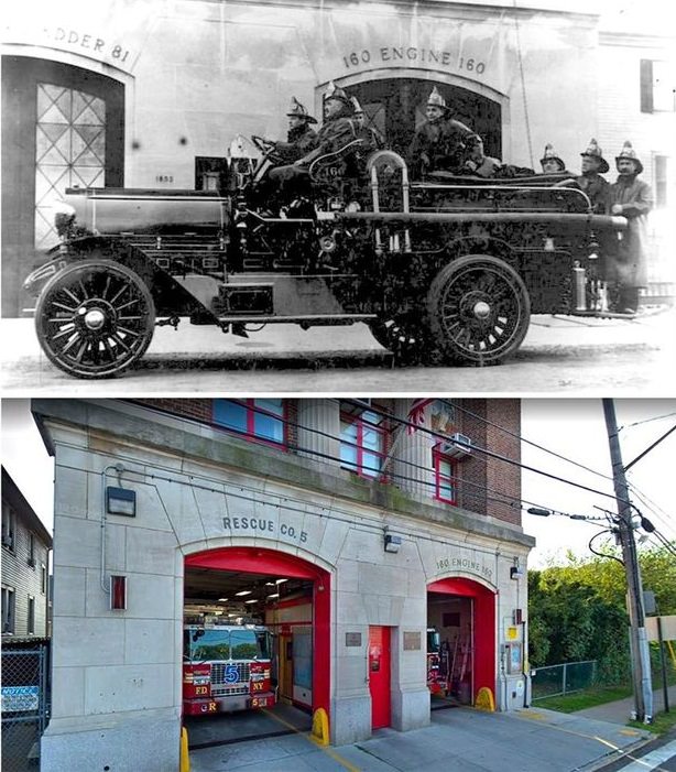 Members Of Engine Co. 160, Established 1915, With Their Nott Steam Pumper.
