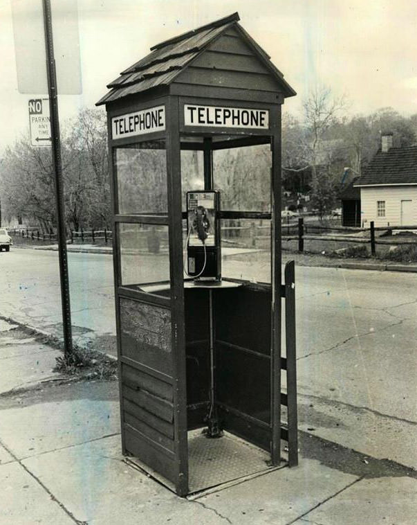 Log Cabin Telephone Booth At Richmondtown Restoration, 1978.