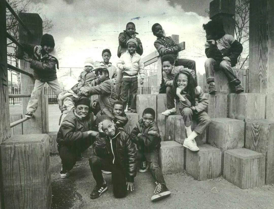 The Crew Tries Out The New Playground On Grandview Avenue Near Mariners Harbor Houses, 1985.