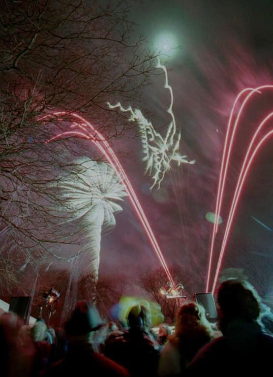 Party-Goers Watch Fireworks At Snug Harbor Cultural Center'S New Year'S Eve Celebration, 1999.