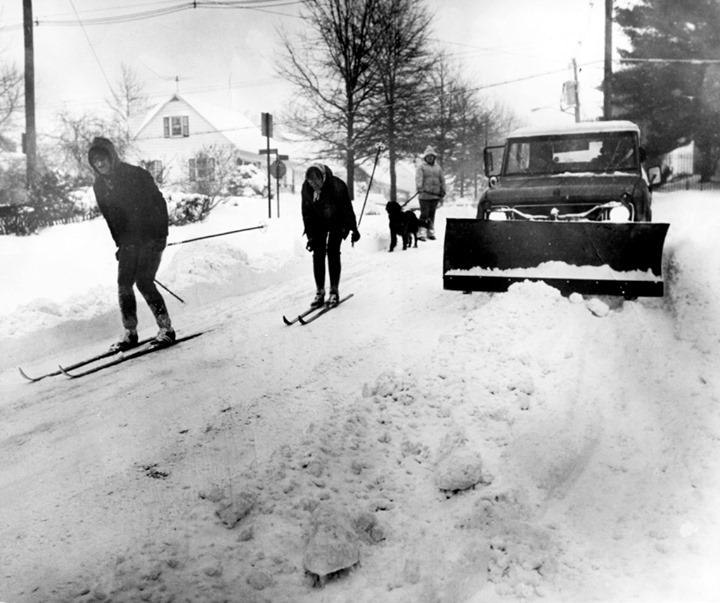 Skis As A Mode Of Transportation On Kingsley Street In West Brighton, February 6, 1978.