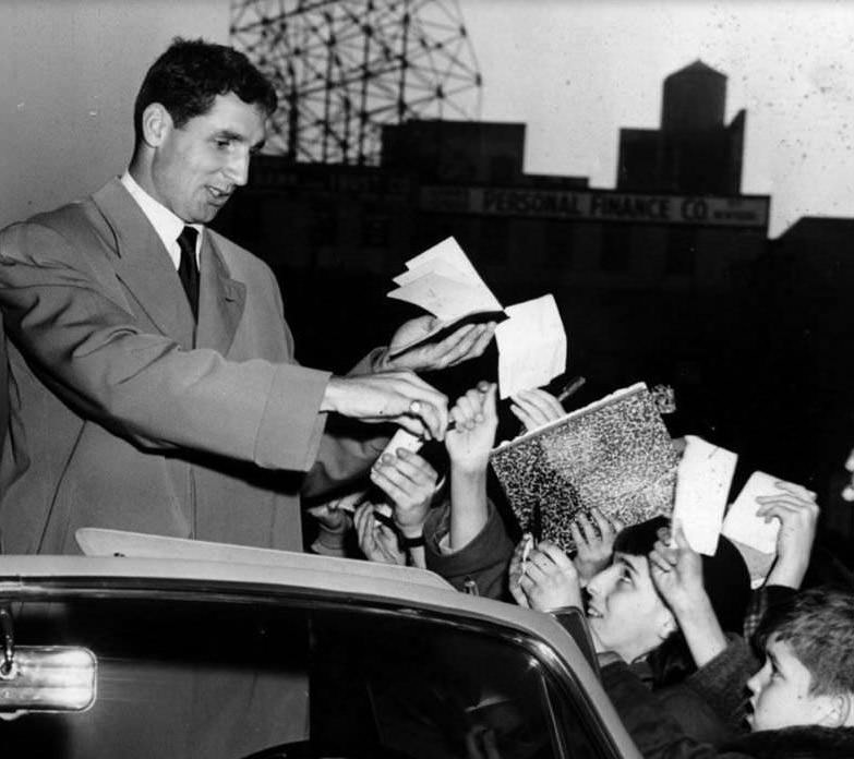 Bobby Thomson, Known As &Amp;Quot;The Staten Island Scot,&Amp;Quot; Signs Autographs Outside Borough Hall; Famous For &Amp;Quot;Shot Heard 'Round The World,&Amp;Quot; 1951.