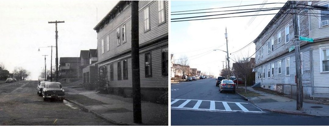Arlington Avenue At Richmond Terrace, Looking South; Mariners Harbor Not Much Has Changed, 1961 And 2016.