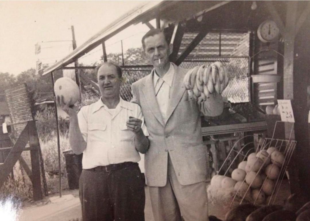 Charlie Cannizzaro And An Unidentified Man At The Family Business That Would Become Carroll'S Florist, Dongan Hills, 1950S