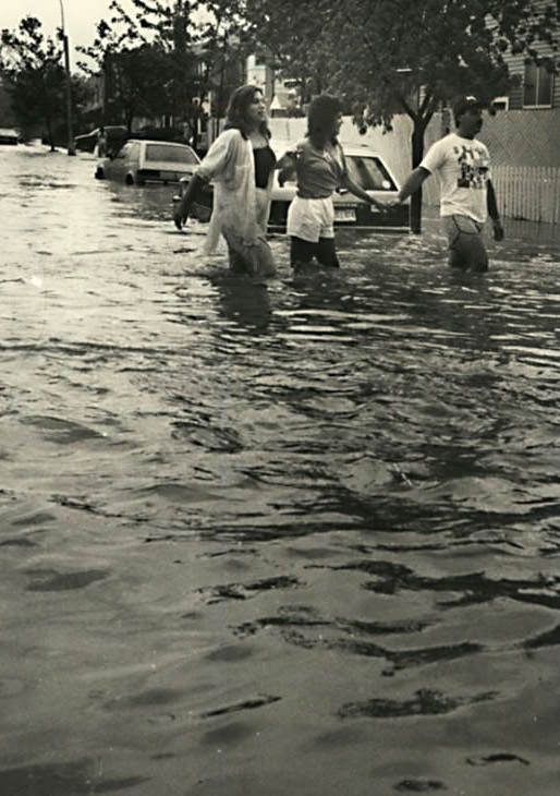 Walking Through Flooded Cortelyou Avenue, July 1988.