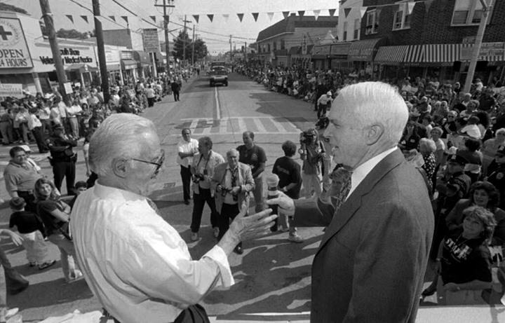 Senator John Mccain With Guy Molinari At The Columbus Day Parade, Staten Island, 1997.