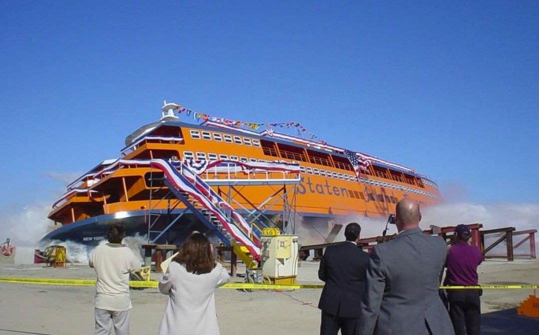 Launch Of Staten Island Ferries Into The Menominee River, Christened By Susan Molinari, 2003.