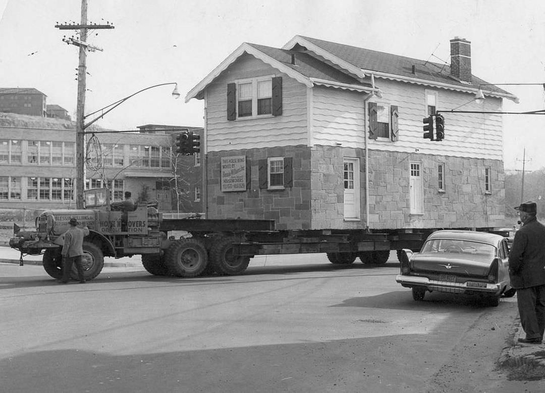 House Moved For Construction Of The Staten Island Expressway, 1959.