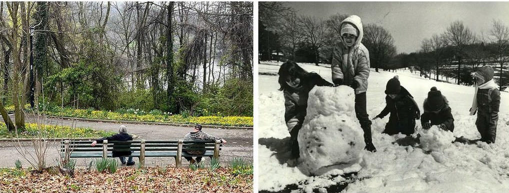Silver Lake Park In Two Different April Scenes, 1982 And 2019