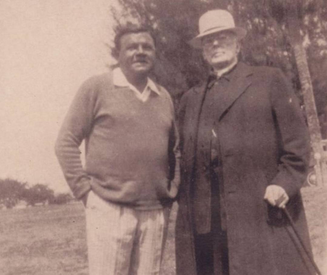 Babe Ruth Of The Ny Yankees And Monsignor Fitzpatrick At Mount Loretto In Staten Island, 1934.