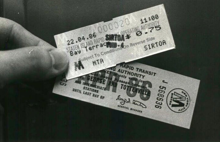 Staten Island Rapid Transit Tickets, Circa 1986.