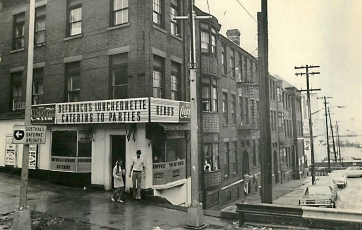 Defranco'S Luncheonette, Baltimore Flats Apartments, Victory Boulevard, And Bay Street, Tompkinsville, 1969.
