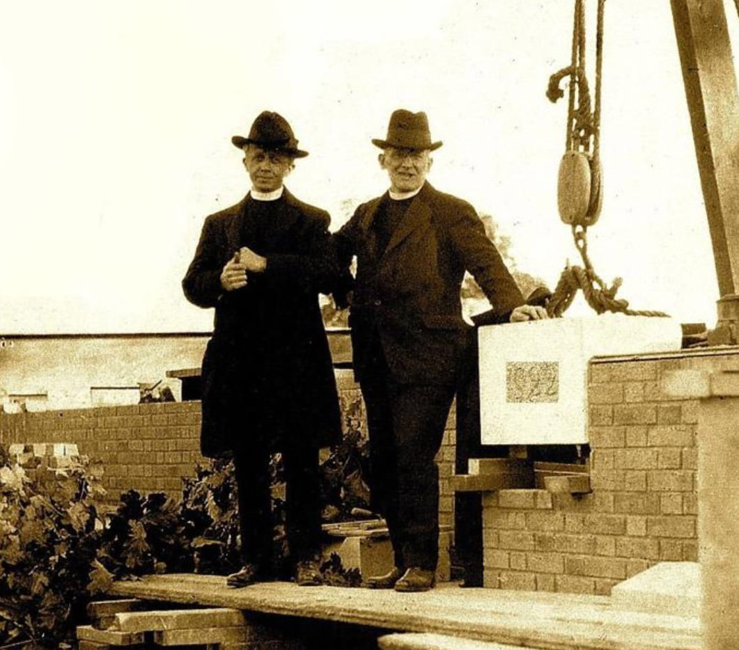 Rev. Dr. Frederick Sutter And Wagner College President Adolf H. Holthusen Lay The Cornerstone Of Parker Hall, 1922.