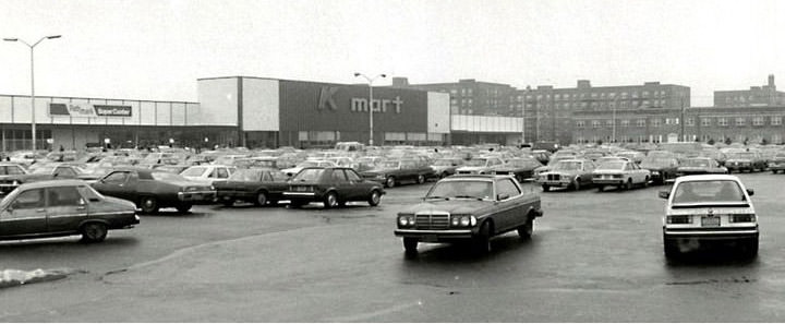 Cars Search For Spots In The Parking Lot Of The Hylan Shopping Center In New Dorp, 1986.