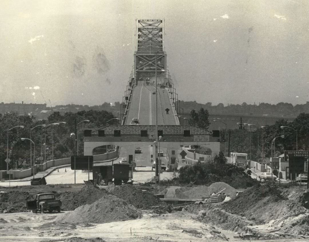 Outerbridge Crossing Construction Work On A New Seven-Lane Toll Plaza, 1972.