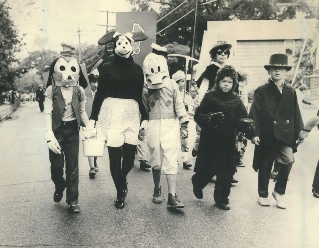 Walt Disney Characters Participate In The 39Th Annual Flag Day Parade Through Tottenville, 1978.