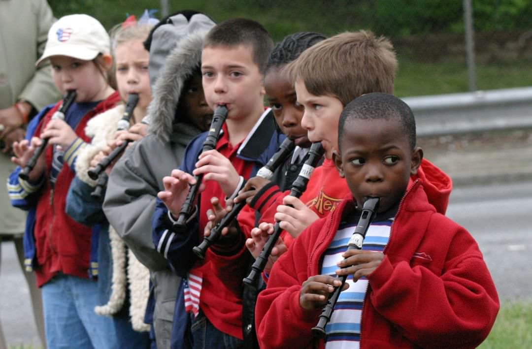 Memorial Day: Ps 48 Children Play Recorders As Part Of A Ceremony, 2005