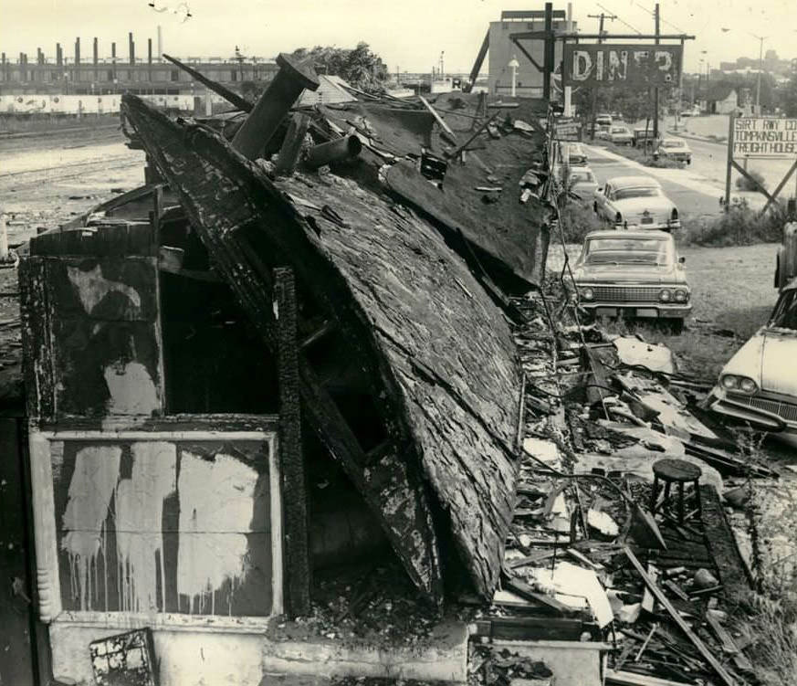 Remains Of The New York Diner On Bay Street, Tompkinsville, After Two Fires, 1964.