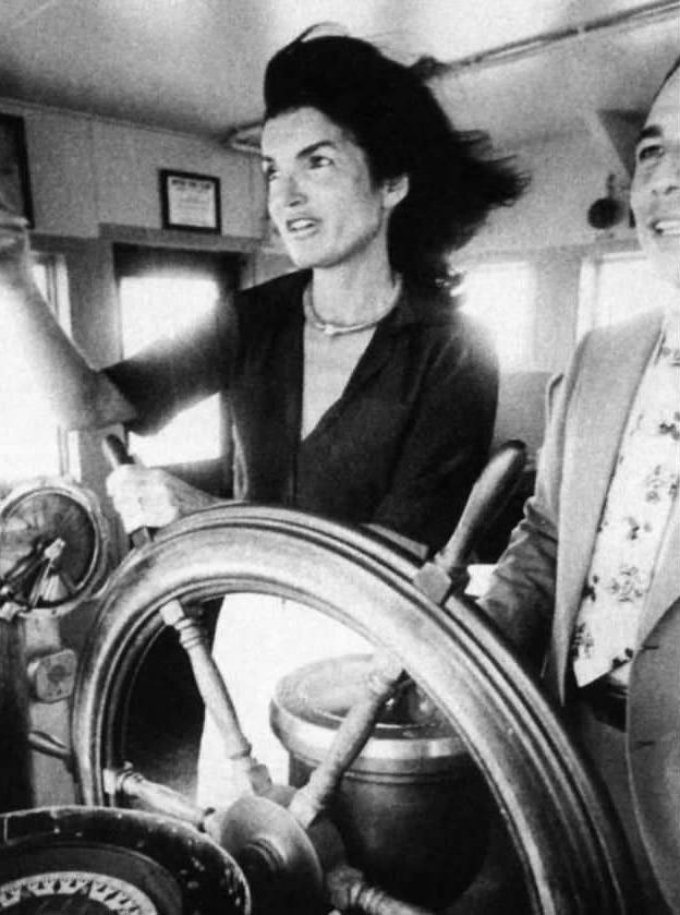 Jacqueline Kennedy Onassis Pilots The Ferry Pvt. Joseph Merrell, 1976.