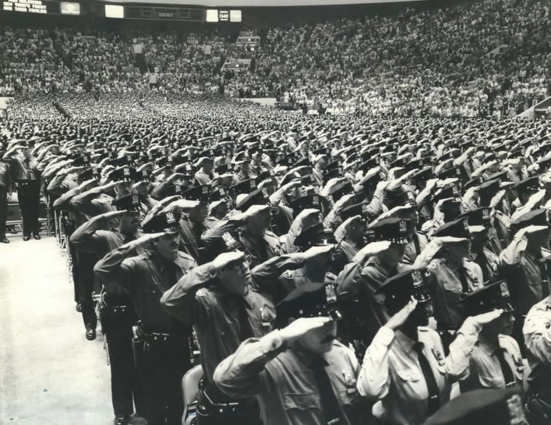 Police Academy Graduates, Including 400 Staten Islanders, Madison Square Garden, 1982.