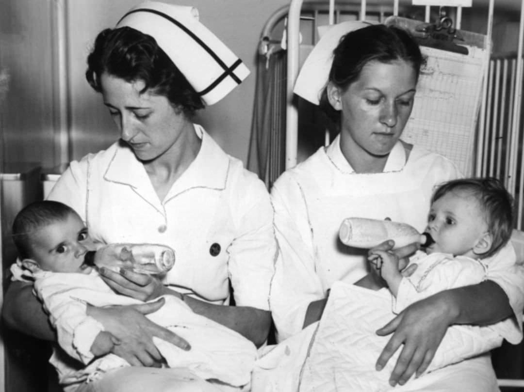 Nurses Feeding Babies At Seaside Hospital, New Dorp, 1937