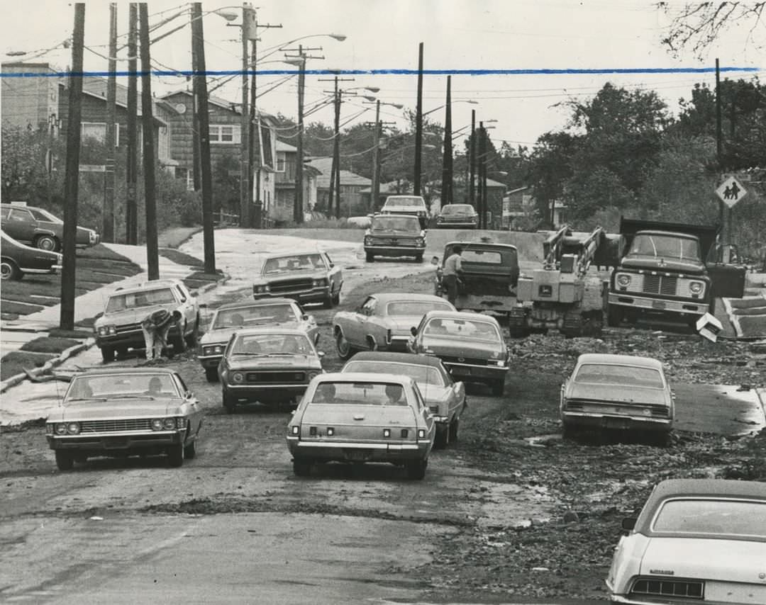 Wooley Avenue Between The Staten Island Expressway And Willowbrook Road Looks Like A Used Car Lot After A Rainstorm, 1972