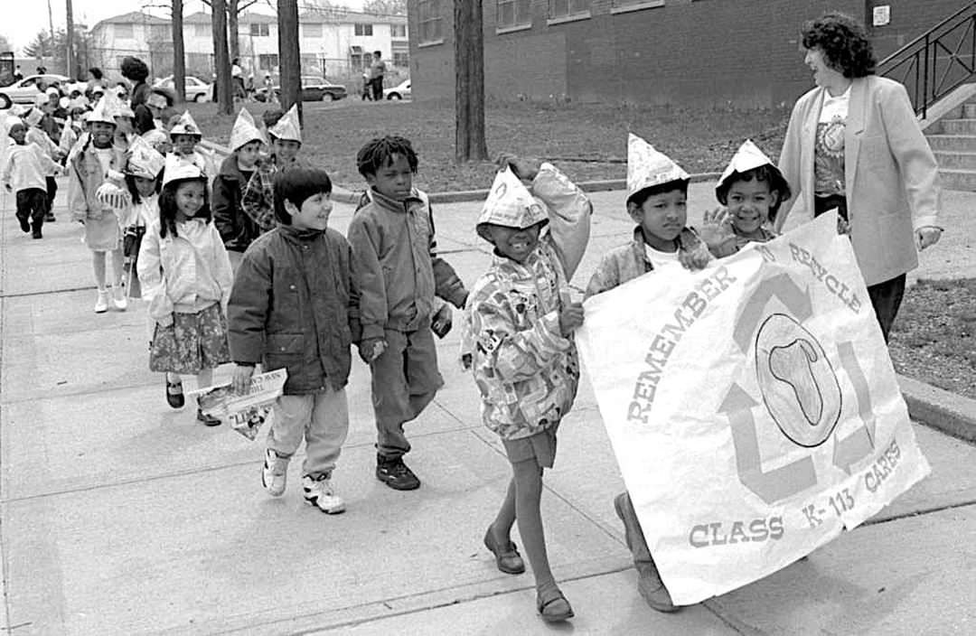 Ps 14 Kindergarten Class Marches During Earth Day Parade, 1996