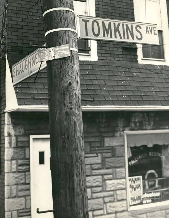 Mispelled Sign At The Corner Of Shaughnessy Lane And Tompkins Avenue, Rosebank, 1970.