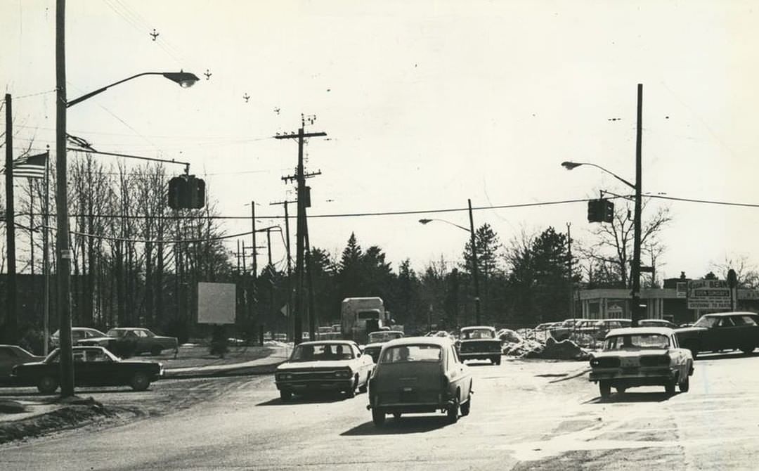 Getting From Clarke Avenue Onto Amboy Road Used To Be A Feat Before A Traffic Light Was Installed In Oakwood Shopping Center, 1969.