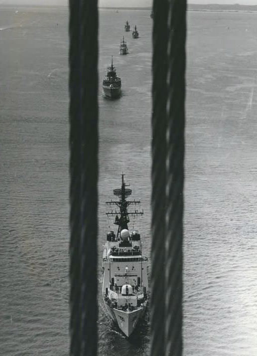 Parade Of Ships Heading Towards The Verrazzano-Narrows Bridge, 1996.