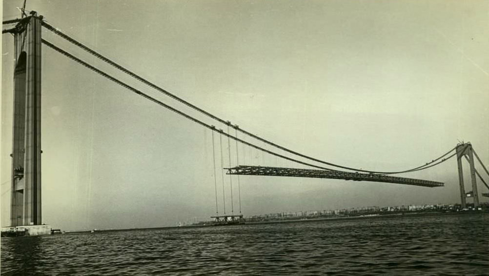 Verrazzano Narrows Bridge Roadway Construction, 1964.