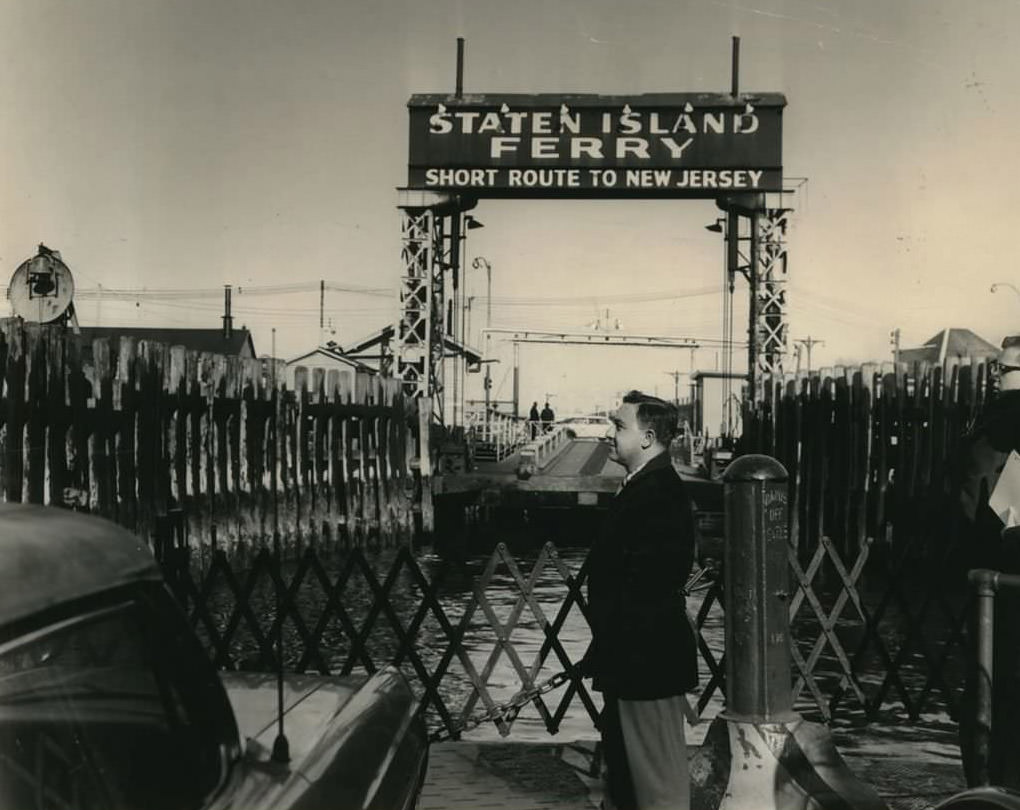 Staten Island Ferry Short Route To New Jersey, Sign From 69Th Street Slip, 1964.