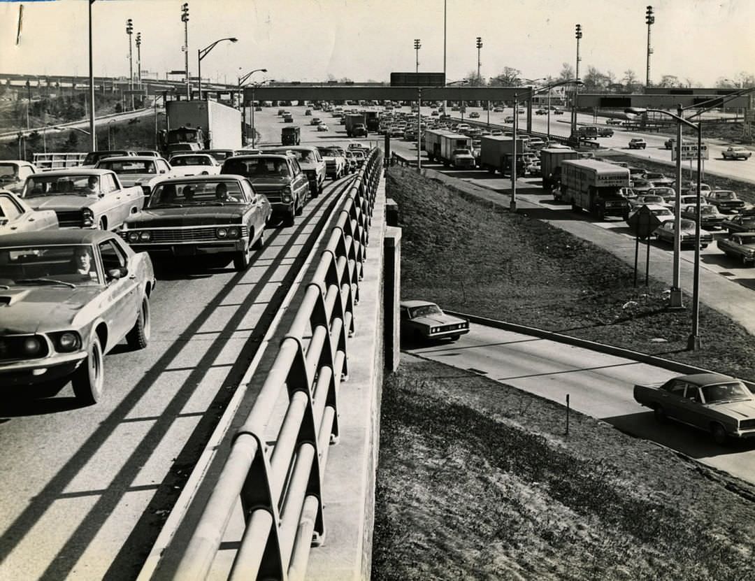 Monumental Traffic Jam On The Staten Island Expressway, 1971.