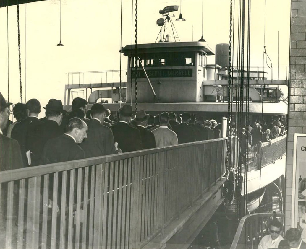 Staten Island Ferry Boat Merrell Loading Up At St. George Terminal, 1965.