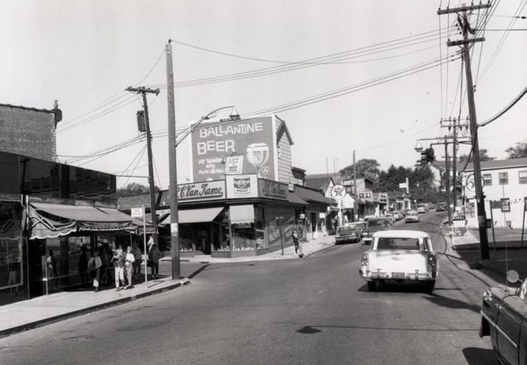View Of Amboy Road At The Corner Of Giffords Lane In Great Kills, 1960.