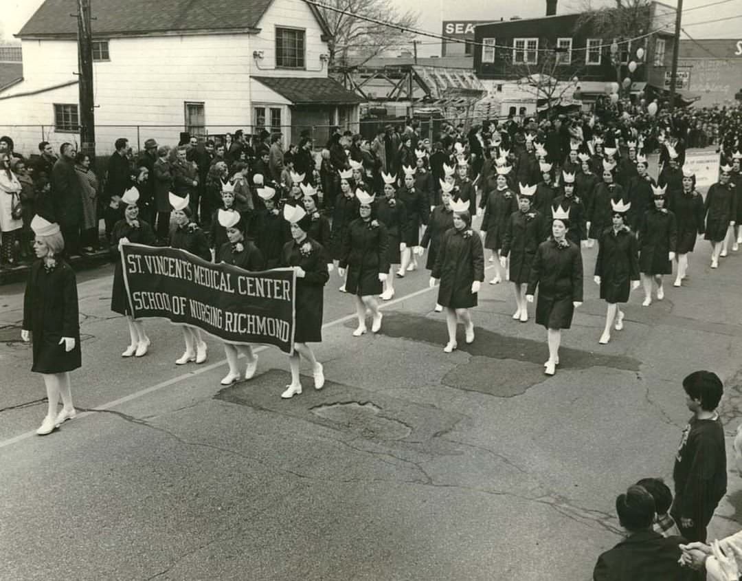 5 Days Until The Staten Island St. Pat'S Parade: Students From St. Vincent'S Medical Center School Of Nursing March In Parade, West Brighton, 1971.