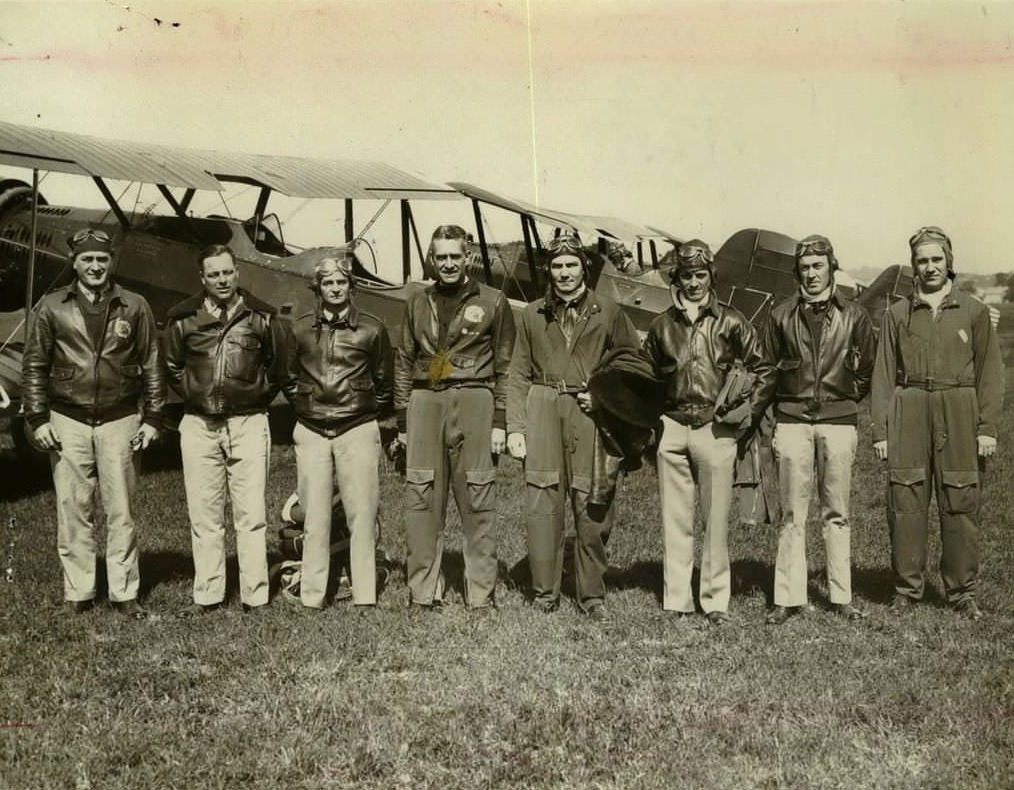Miller Field, New Dorp, Circa 1935: Members Of 27Th Division Aviation Pose For A Photo Before Takeoff.
