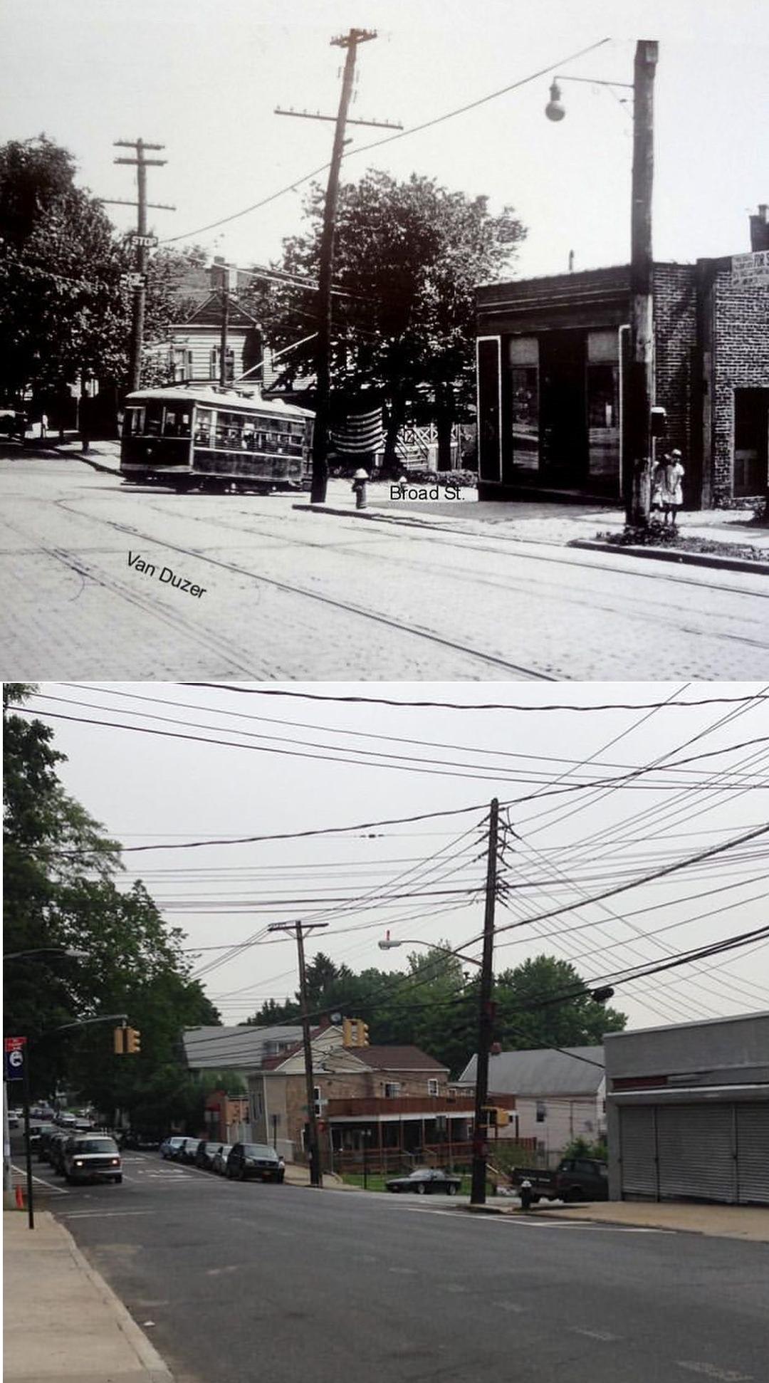 Van Duzer And Broad Streets, Stapleton 1927 And 2014.