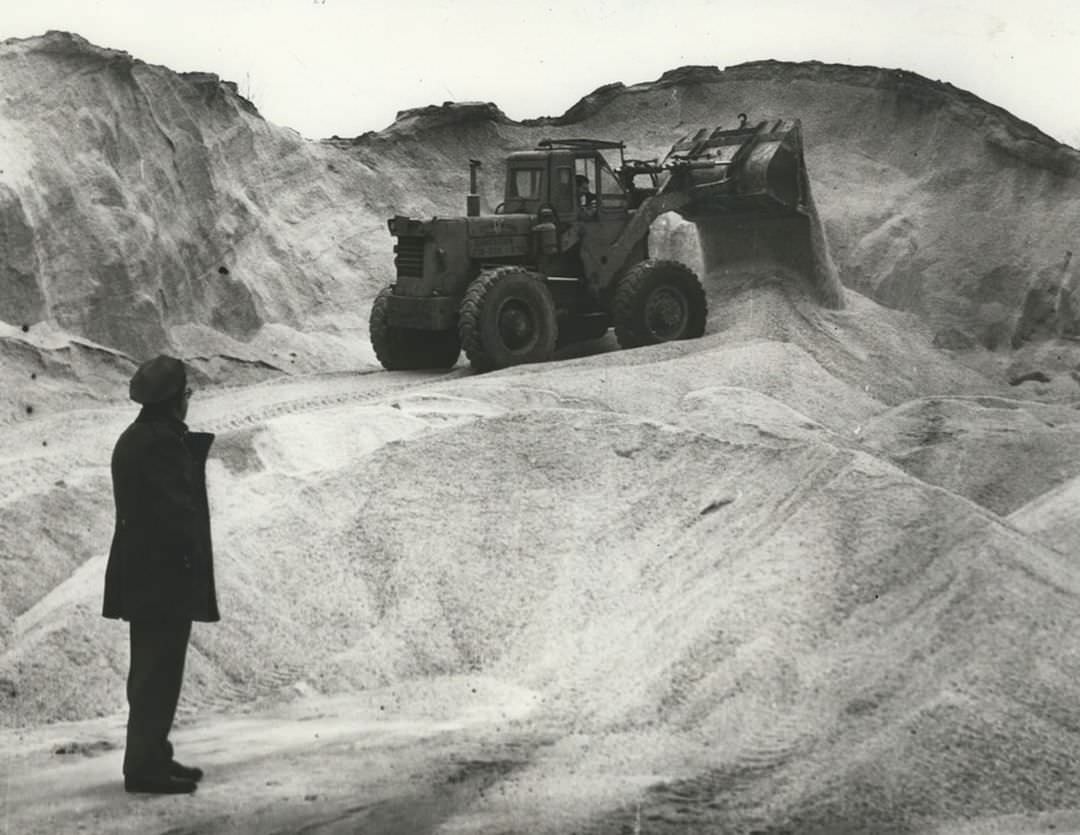 Department Of Sanitation Stores Salt For Winter At The Yard In Tompkins Avenue, Circa 1970S