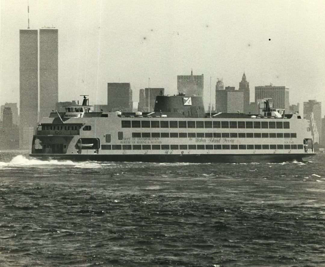 The Samuel I. Newhouse Ferryboat Heads To Staten Island Past The Twin Towers, 1982