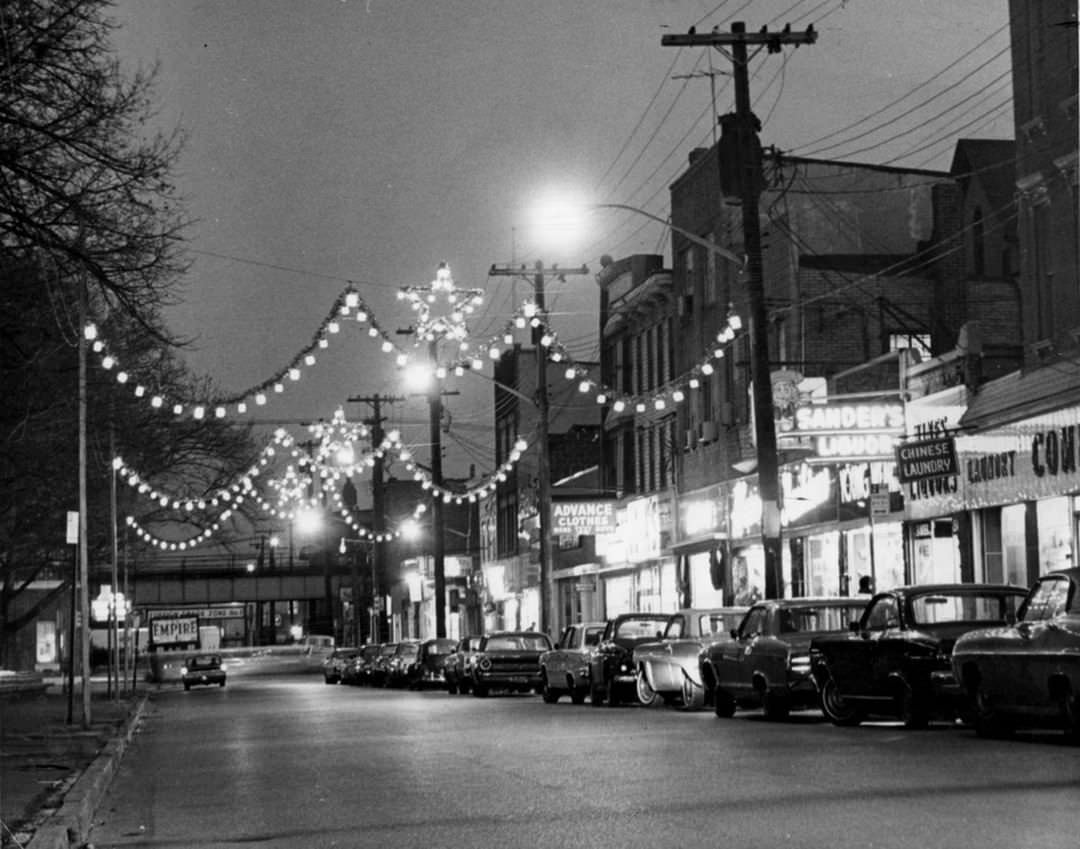 Canal Street, Stapleton Decorated For Christmas, December 1968