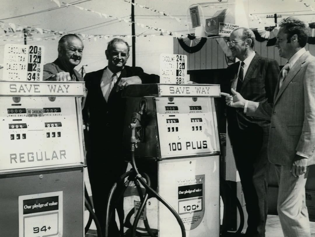 Opening Day Of The New Save Way Service Station At Bay Street And Willow Avenue In Clifton, 1971.