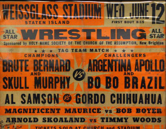 Poster For A Wrestling Show At The Old Weissglass Stadium, 1960S.