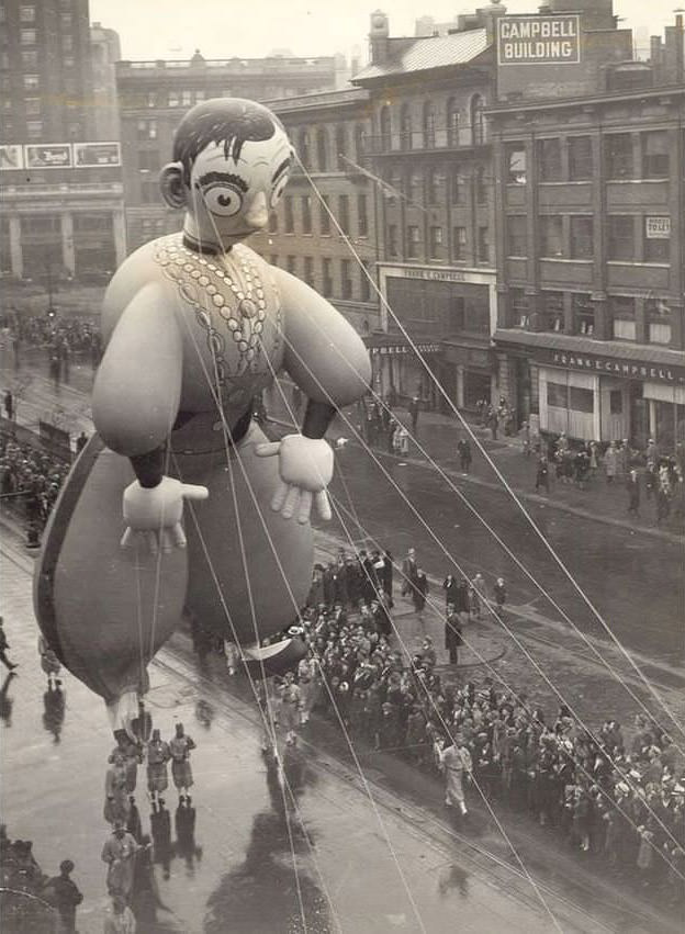 First Parade Balloon Resembling A Real Person: Eddie Cantor, 1934.