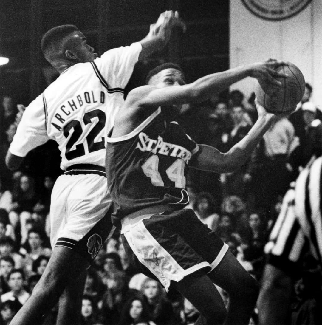 Annual Thanksgiving Varsity Basketball: Curtis' Dwayne Archbold Vs St. Peter'S Khalid Nelson, 1991.